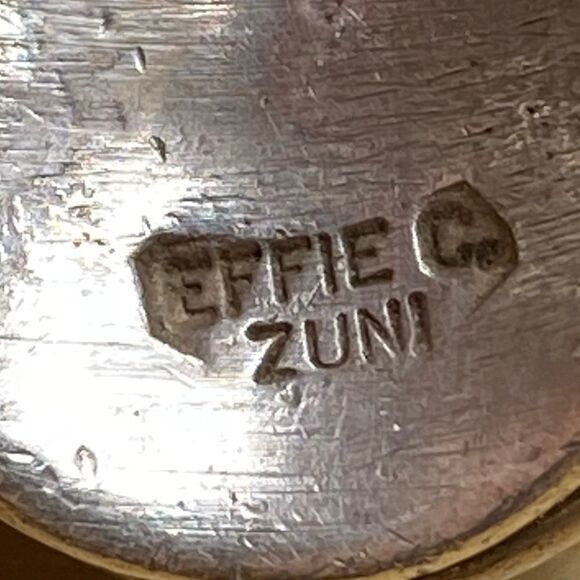 Vintage men’s Effie Calavaza, Zuni Nations Silversmith, heavy size 12 ring - Picture 10 of 12